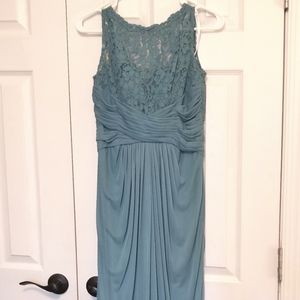 David's Bridal floor length dress in real blue